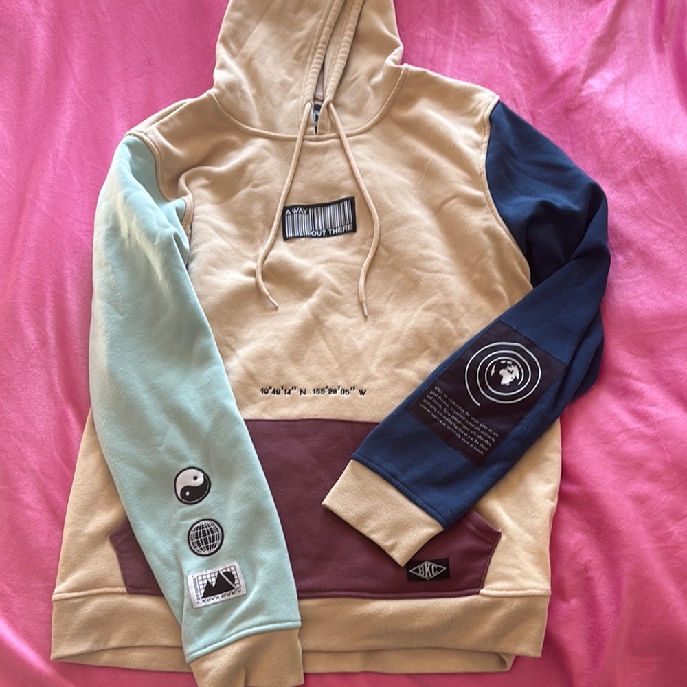 BKC Colorblock Hoodie with Graphic Patches